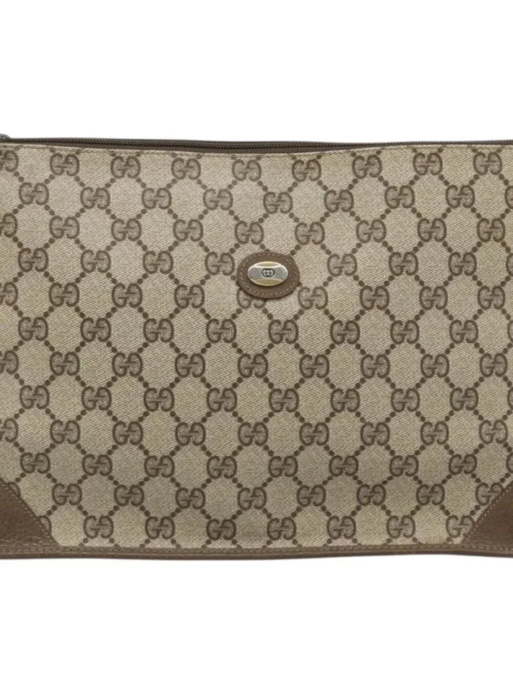 GUCCI GG Supreme Clutch Bag Clutch Bag PVC Beige Auth 188571